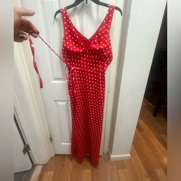 Nellie Red Polka Dot Maxi Dress - Picture 7 of 8
